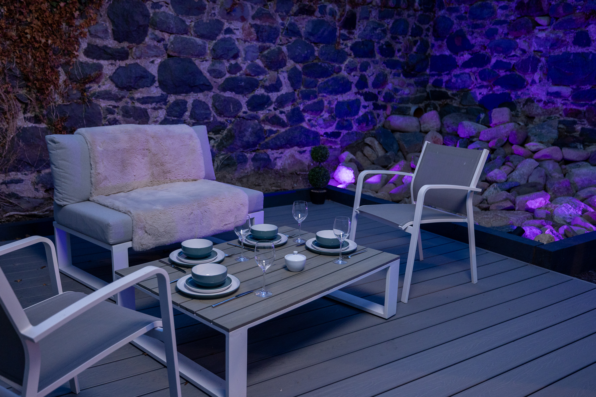 The private terrace at The Tree of Life Cottage